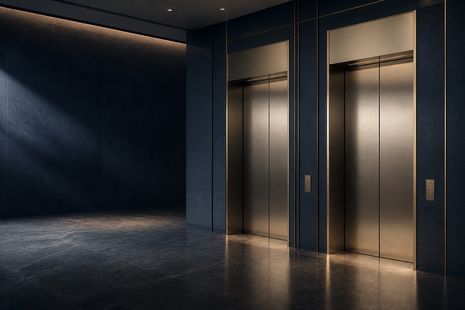 Airfoil Elevators technicians inspecting a modern elevator installation