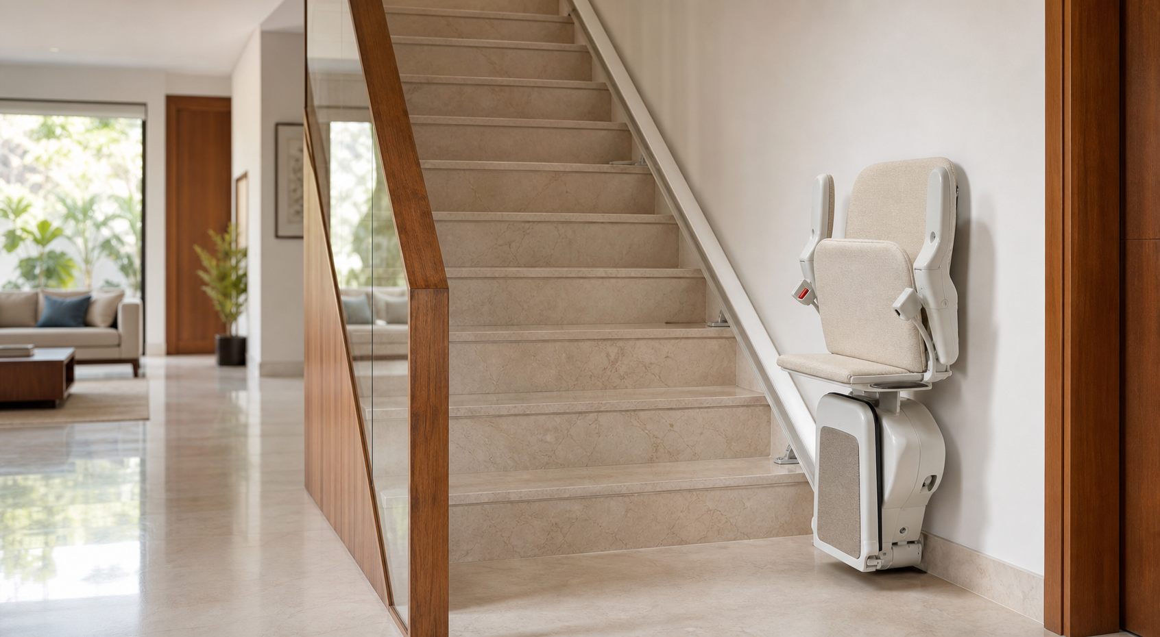 Straight stair lift installed in a modern home